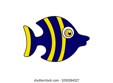 Cute Fish. Vector Illustration. Isolated on white background.