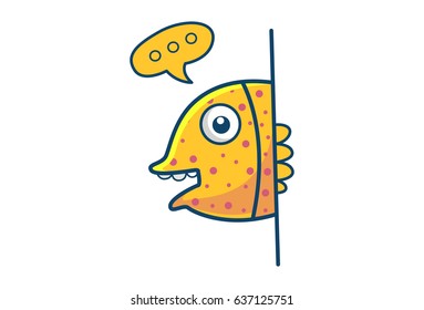 Cute Fish. Vector illustration. Isolated on white background.