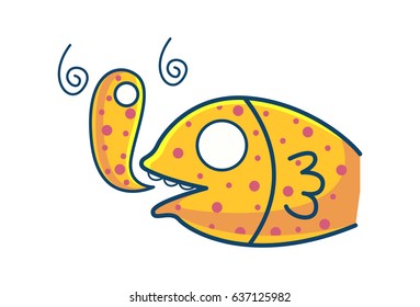 Cute Fish. Vector illustration. Isolated on white background.