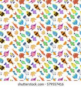 Cute fish vector illustration seamless pattern