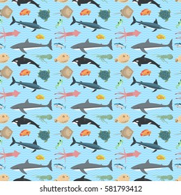 Cute fish vector illustration seamless pattern