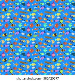 Cute fish vector illustration seamless pattern