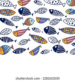 Cute fish. Cute vector postcard.