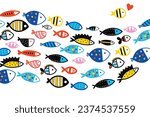 Cute fish. Vector sea poster.