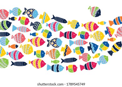 Cute fish. Vector sea poster.