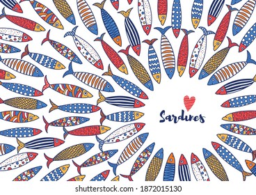 Cute fish.  Vector sea poster.