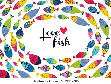 Cute fish.  Vector sea poster.