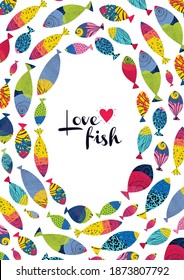 Cute fish.  Vector sea poster.