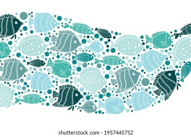 Cute fish. Vector sea poster.