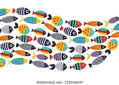 Cute fish. Vector sea poster.