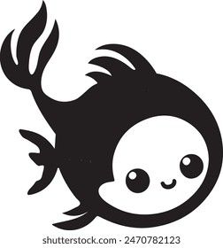 cute fish vector silhouette illustration 