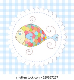 Cute fish vector sticker. 