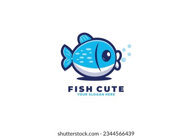 diseño del logotipo de la plantilla de vectores de peces lindo