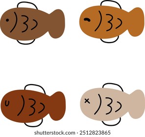 Vector de pescado lindo | Varias expresiones | Diseño minimalista | 4 VECTORES
