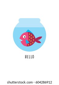 cute fish in the water bowl vector