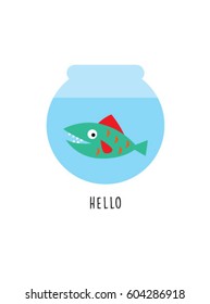 cute fish in the water bowl vector