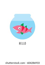 cute fish in the water bowl vector