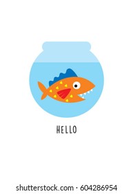 cute fish in the water bowl vector