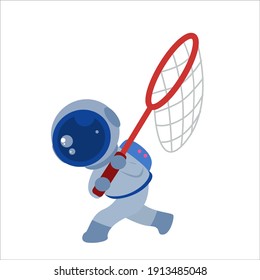 Cute Fisherman Astronaut Character Vector Template Design Illustration