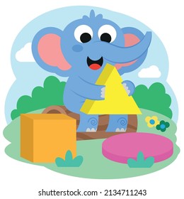 Cute fisherman boy vector illustration on the theme of shapes for kids