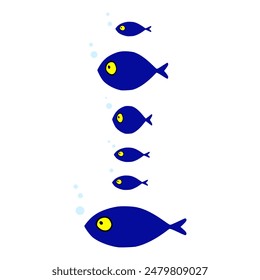 cute fishes  vector illustration  in flat cartoon style,  isolated on white background 