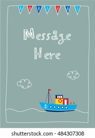cute fishing boat arrival vector