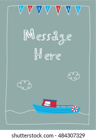 cute fishing boat arrival vector