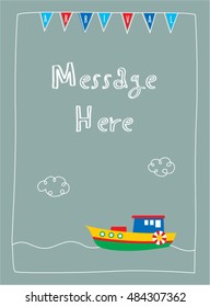 cute fishing boat arrival vector