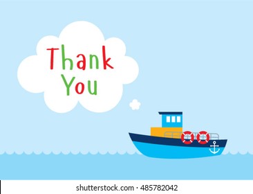 cute fishing boat thank you card