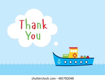cute fishing boat thank you card