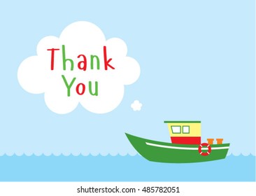 cute fishing boat thank you card