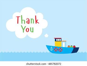 cute fishing boat thank you card