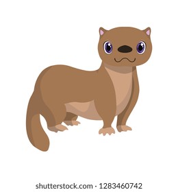 Funny Brown Otter On White Background Stock Vector (Royalty Free ...