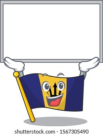 Cute flag barbados cartoon style illustration Up board
