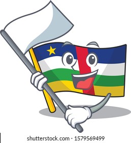 cute flag central african standing with flag cartoon character style