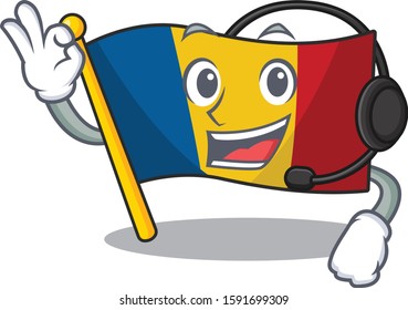 cute flag chad Scroll cartoon character design wearing headphone