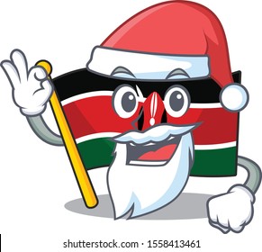 cute flag kenya character smiley santa claus cartoon
