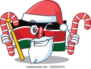 cute flag kenya character smiley santa bring candy cartoon cute flag kenya character smiley santa bring candy cartoon
