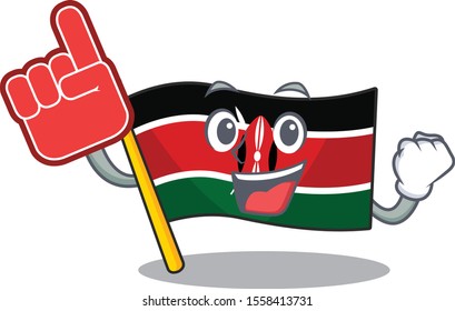 cute flag kenya character smiley foam finger cartoon