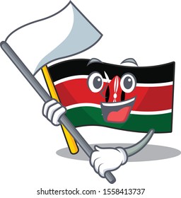 cute flag kenya character smiley bring flag cartoon