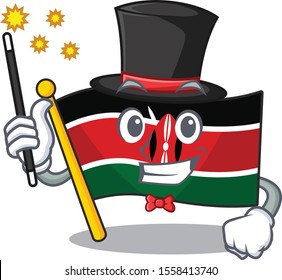 cute flag kenya character smiley magician cartoon