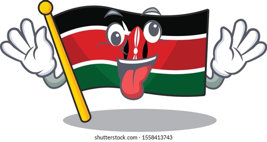 cute flag kenya character smiley bring gift cartoon