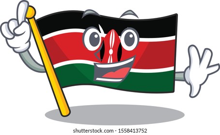 cute flag kenya character smiley finger cartoon