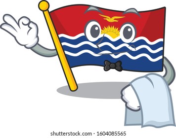 Cute flag kiribati Scroll Character stand as a Waiter look