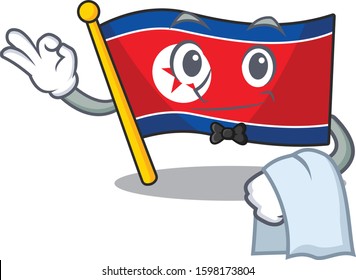 Cute flag north korea Scroll Character stand as a Waiter look