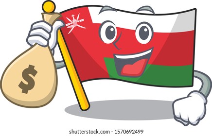 Cute flag oman character smiley with money bag