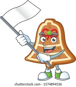 cute flag standing with bell cookies cartoon character style