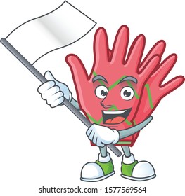cute flag standing with christmas gloves cartoon character style