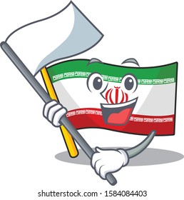 cute flag standing with flag iran cartoon character style