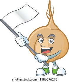 cute flag standing with jicama cartoon character style